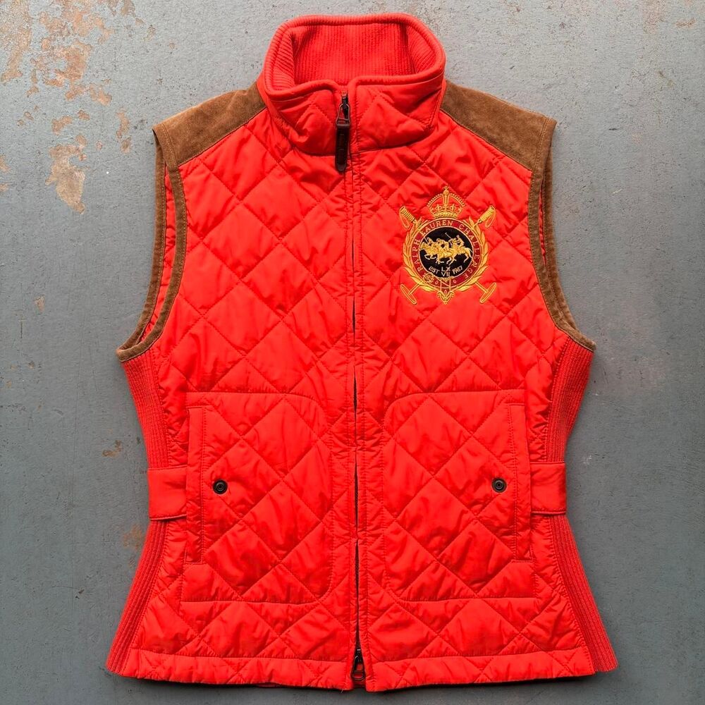 Polo Ralph Lauren Sport Orange Quilted Zip Up Vest